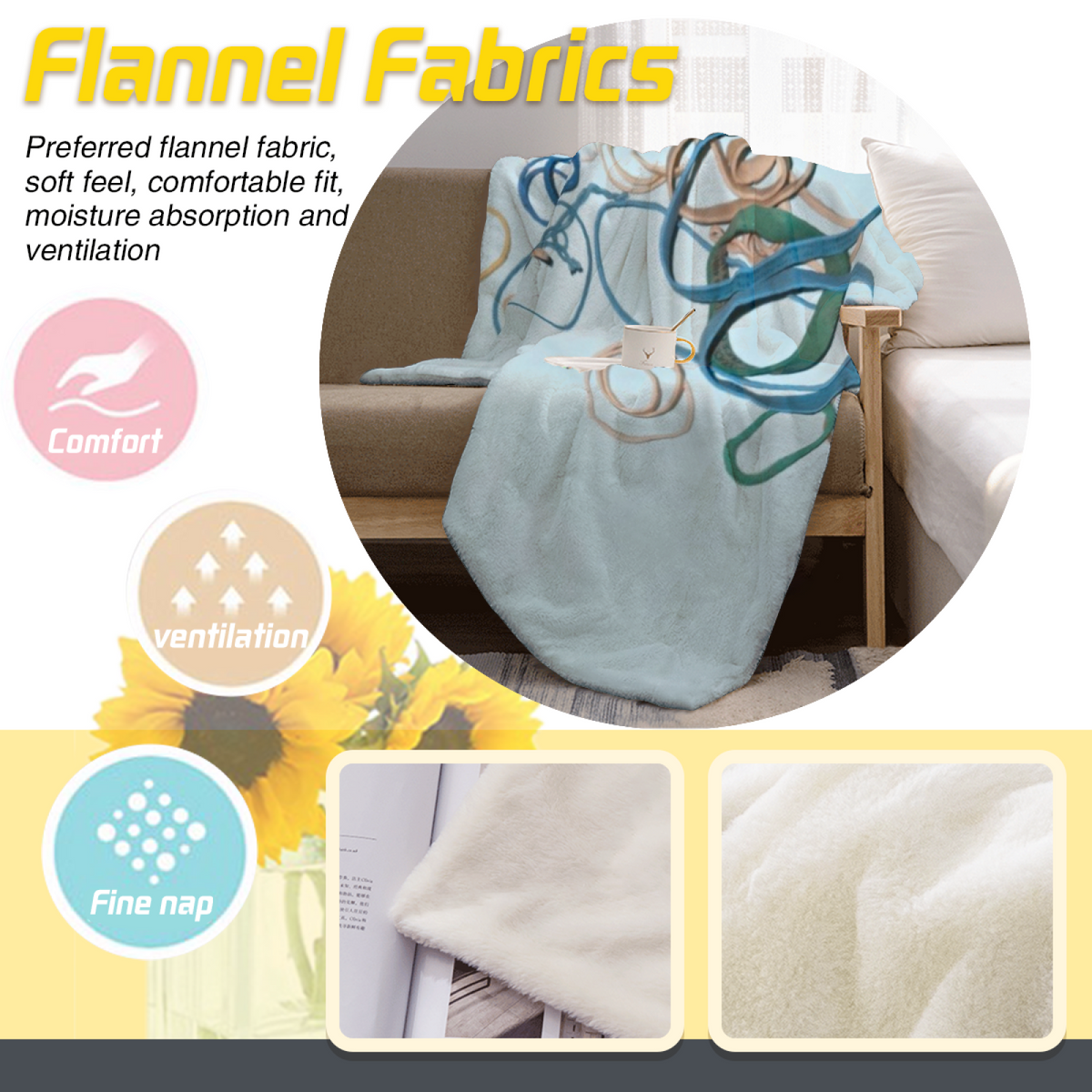 Coastal & Picnic Playful Graphic Plush Flannel Throw