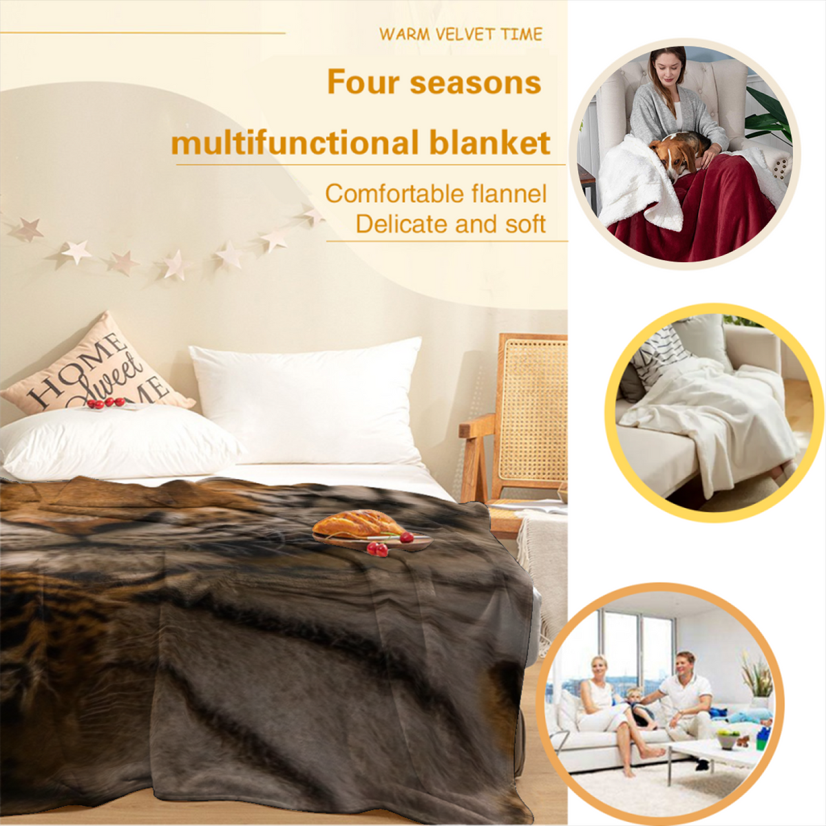 Meadow Haven Expressive Pattern Lightweight Flannel Throw