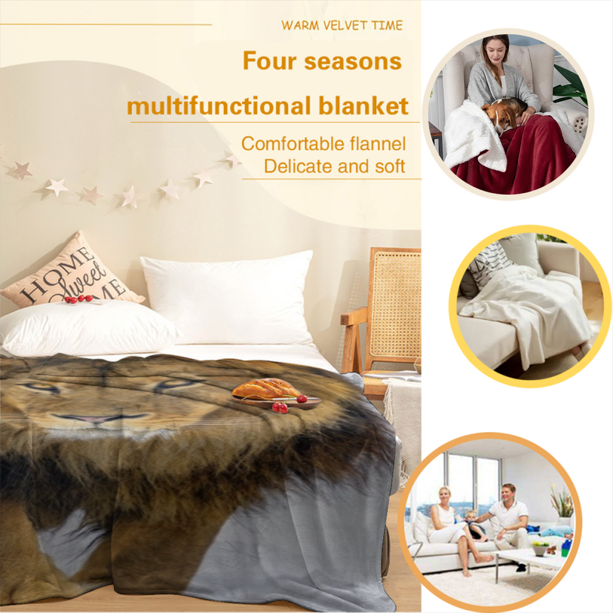 Soft Neutral Silver Garden Soft Flannel Blanket