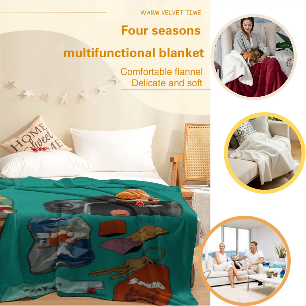 Lagoon Mosaic Pastel Multicolor Modern Art Decorative Flannel Blanket