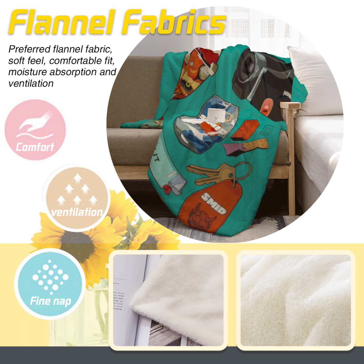 Lagoon Mosaic Pastel Multicolor Modern Art Decorative Flannel Blanket