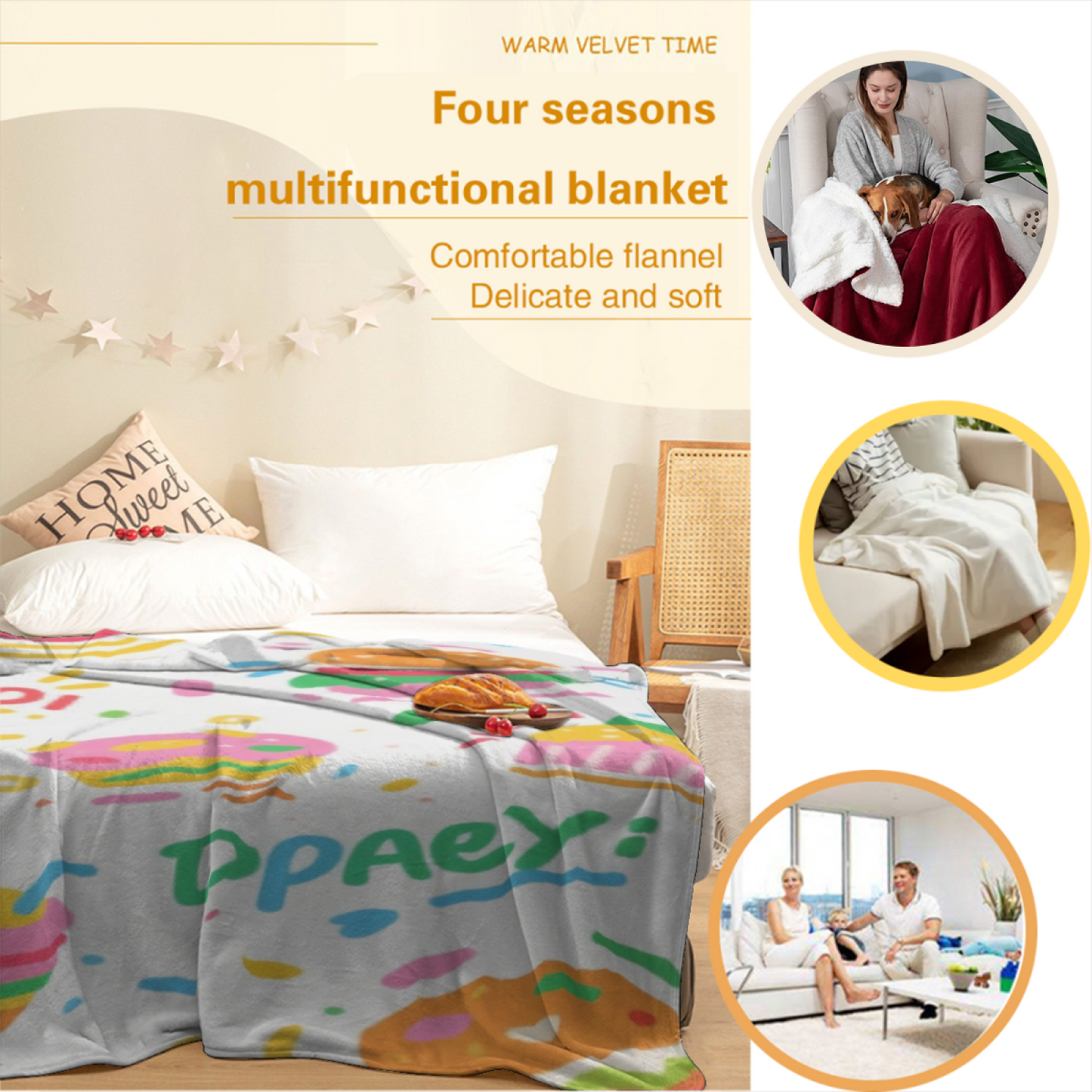 Contemporary Graphic Art Throw Blanket ¨C Decorative Printed Cozy Home Blanket
