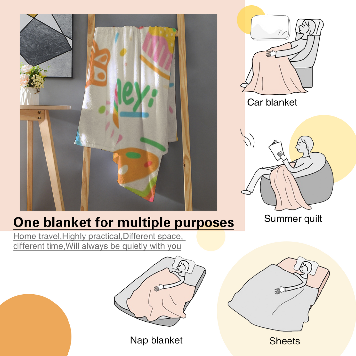 Contemporary Graphic Art Throw Blanket ¨C Decorative Printed Cozy Home Blanket