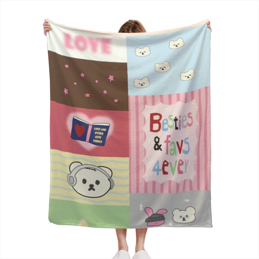 Breezy & Thicket Playful Graphic Plush Flannel Throw