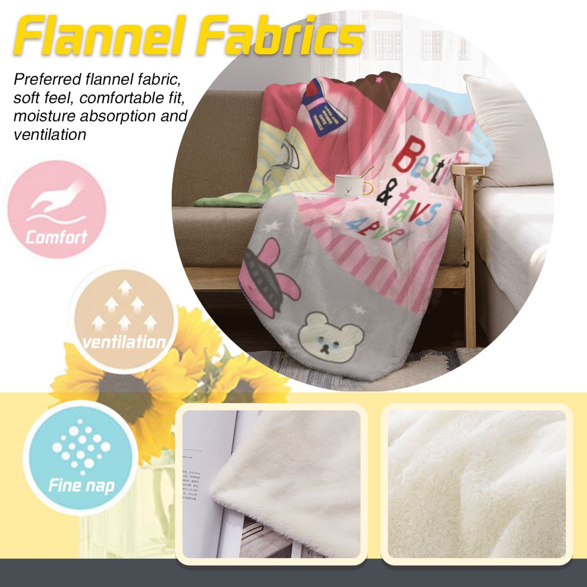 Breezy & Thicket Playful Graphic Plush Flannel Throw