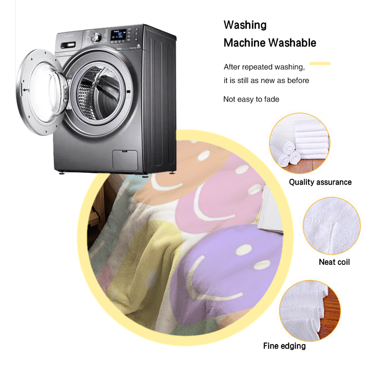 Pastel Happy Face Bubble Plush Flannel Throw