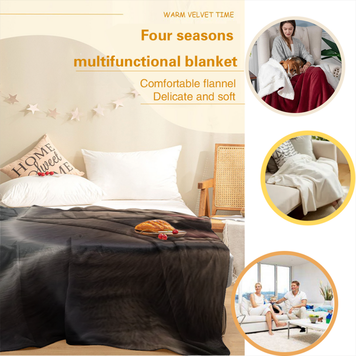 Luminous Horizon Inspired Flannel Sofa Throw ¨C Earthy Neutral Palette