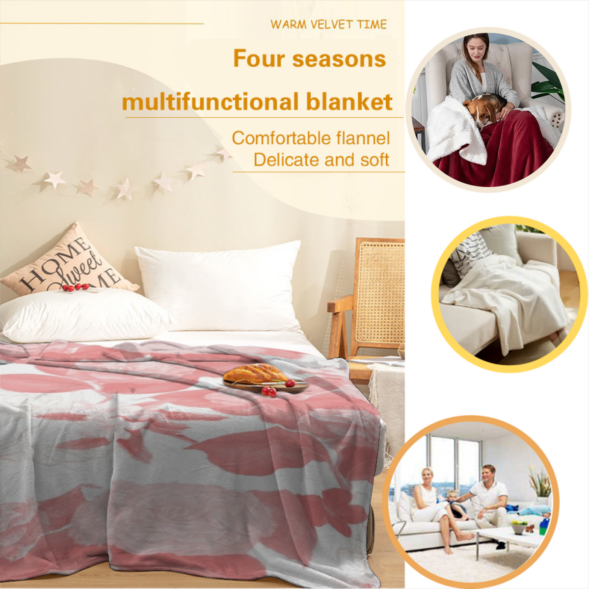 Burnished Wonder Home Accent Soft Flannel Blanket ¨C Pastel Multicolor