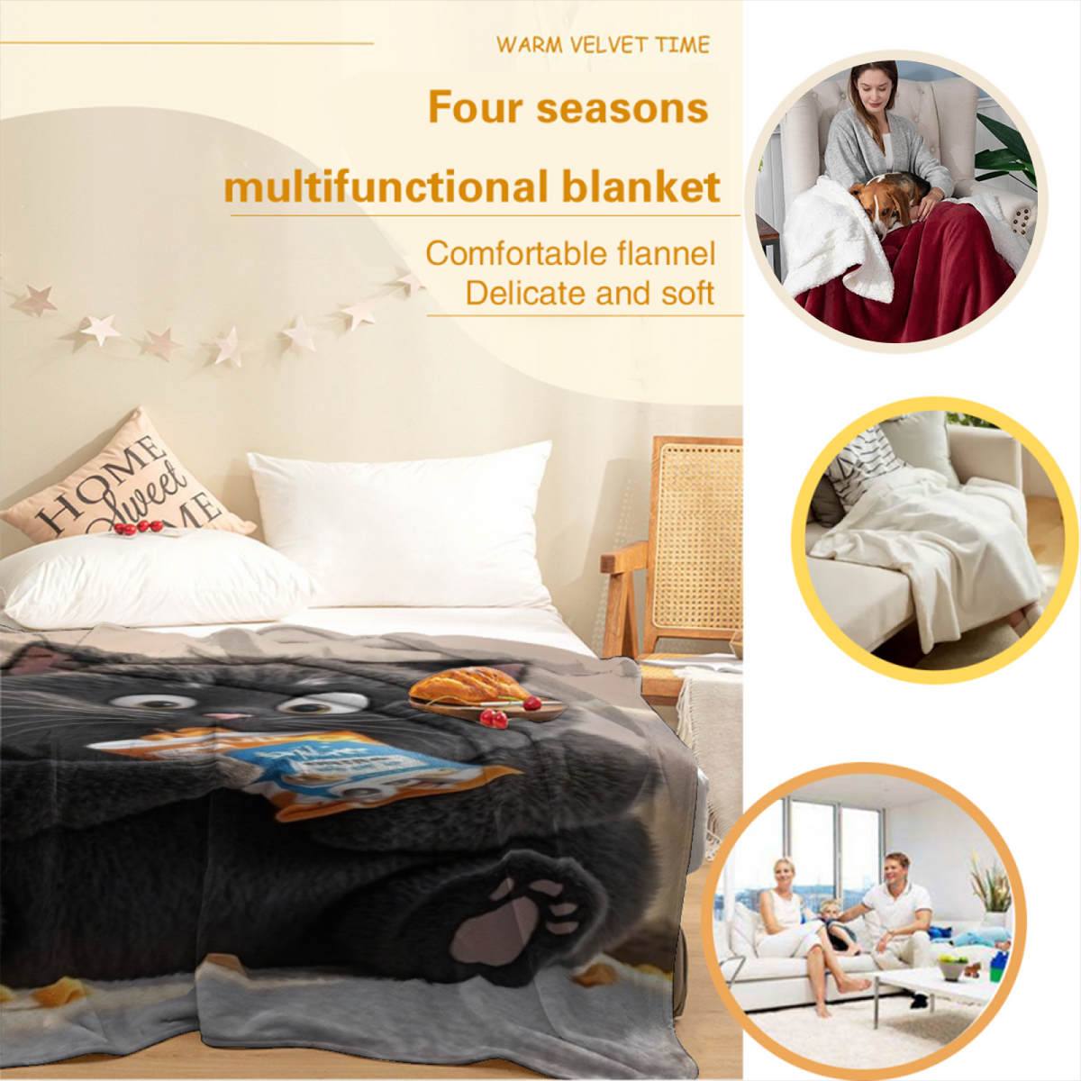 Soft Neutral Sunwashed Blossom Soft Flannel Blanket ¨C Contemporary Pattern