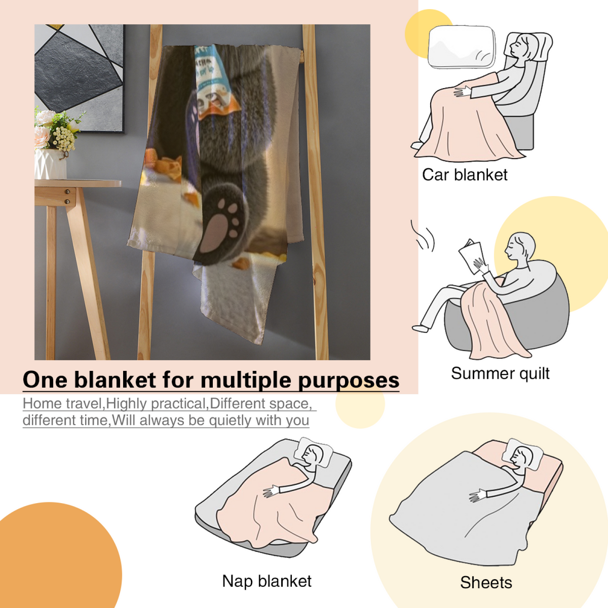 Soft Neutral Sunwashed Blossom Soft Flannel Blanket ¨C Contemporary Pattern