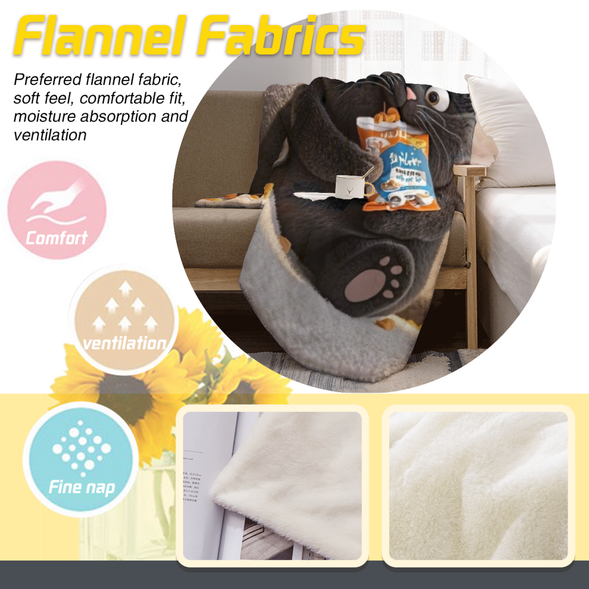 Soft Neutral Sunwashed Blossom Soft Flannel Blanket ¨C Contemporary Pattern