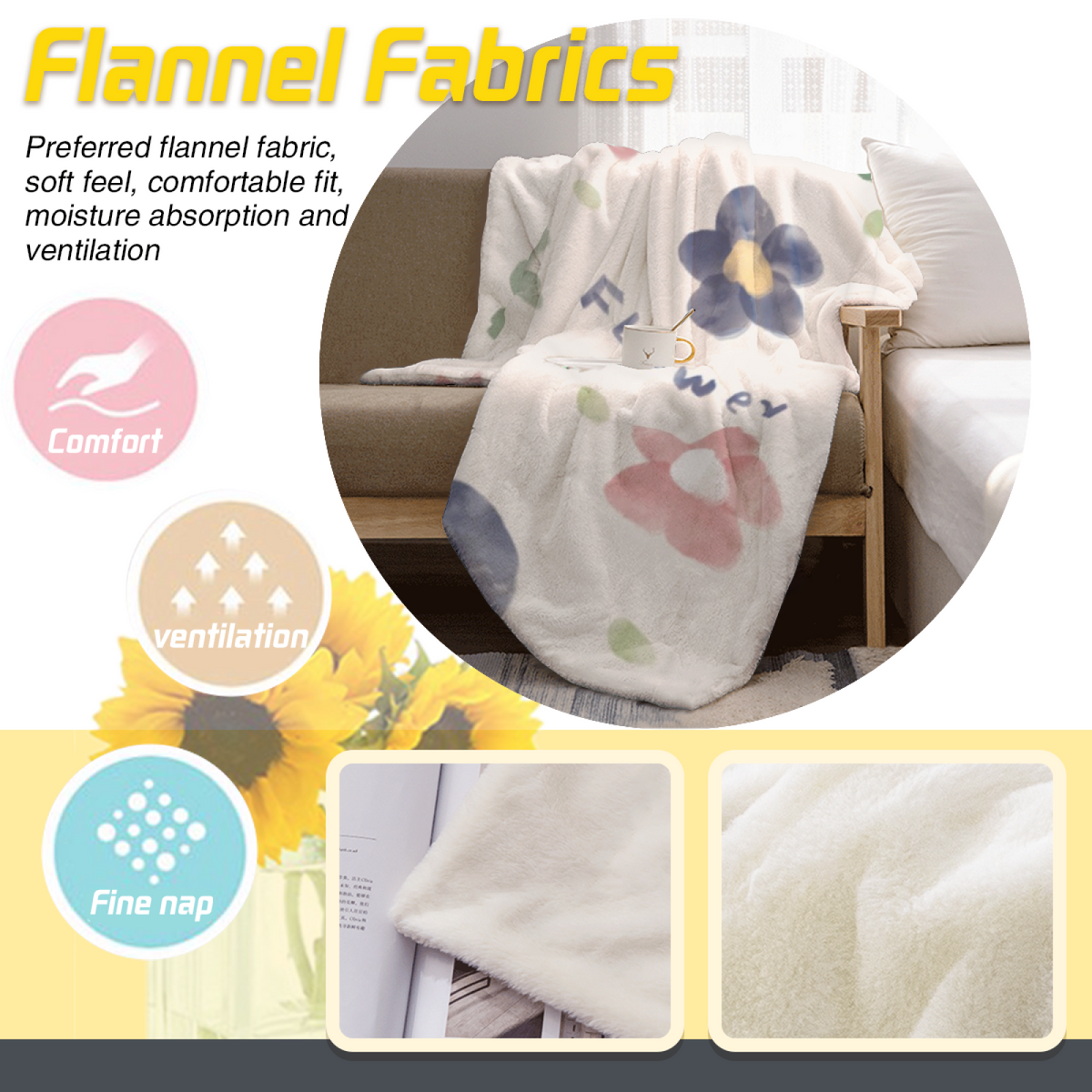 Saffron Charm Cozy Pattern All-Season Flannel Blanket