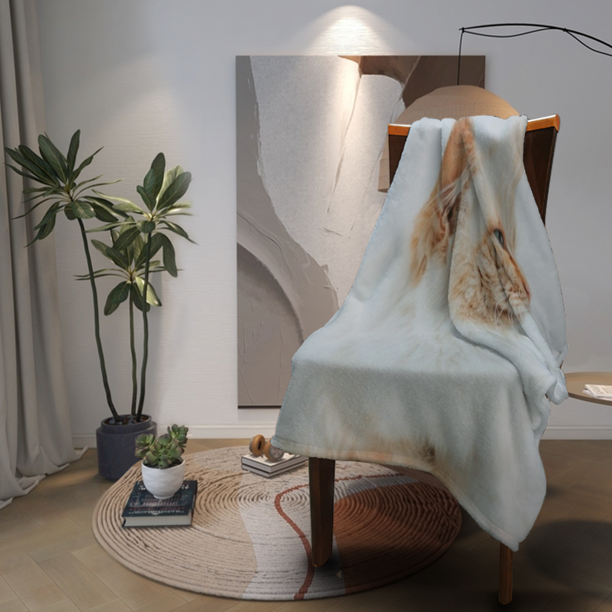 Earthy Neutral Breezy Arbor Soft Flannel Blanket ¨C Contemporary Pattern