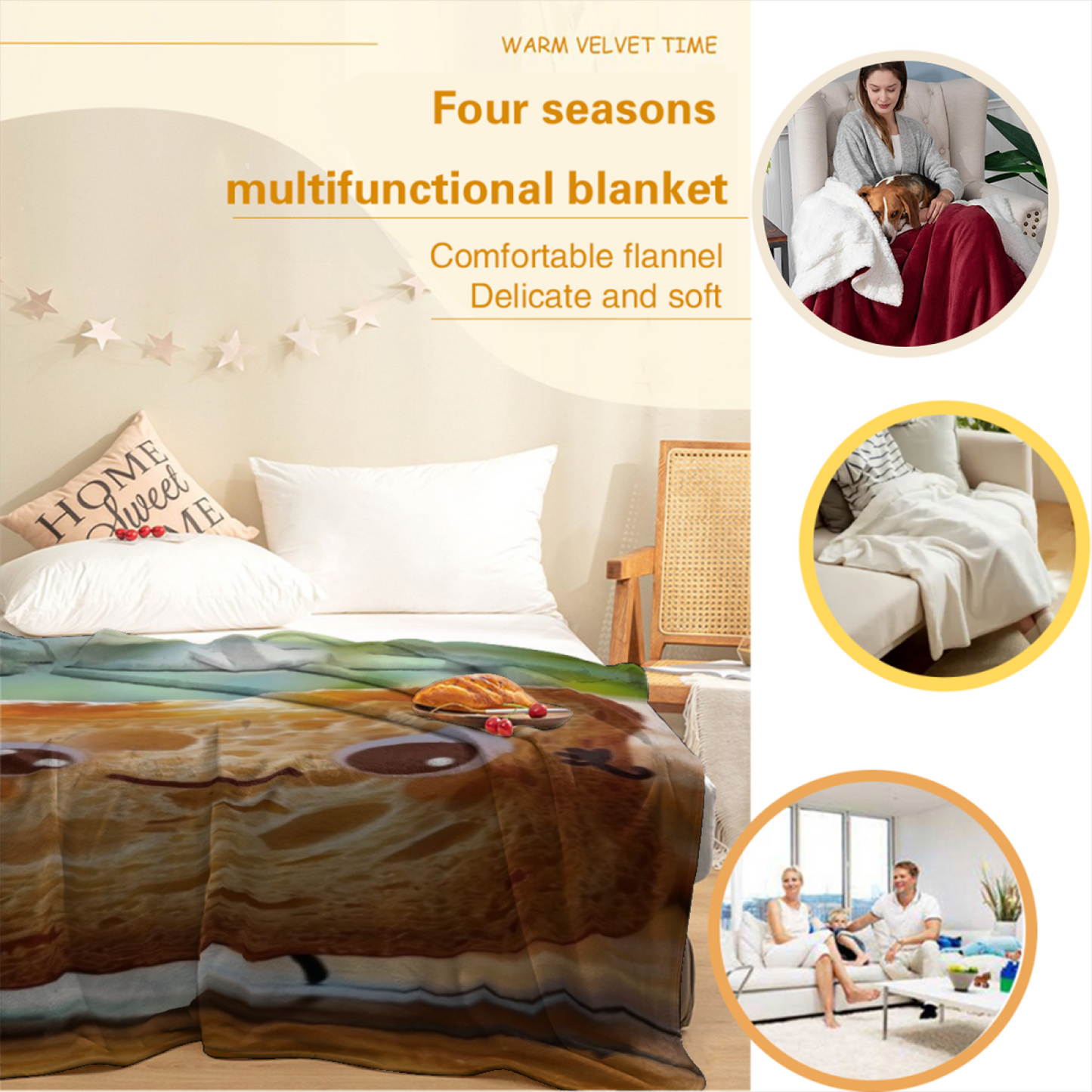Colorful Artistic Pattern Throw Blanket ¨C Modern Decorative Cozy Home Blanket