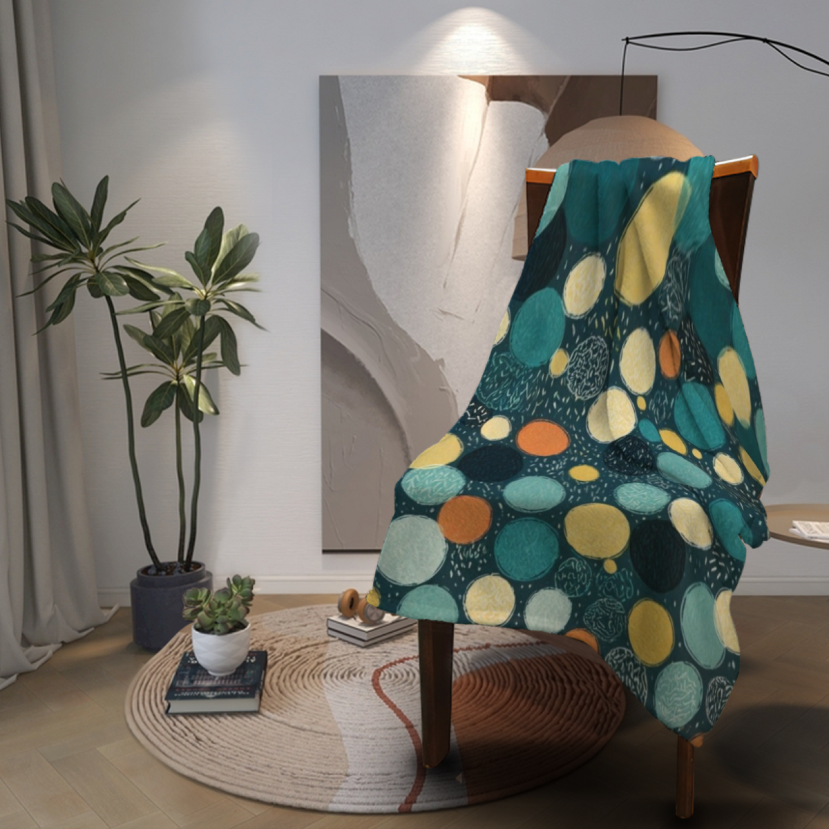 Earthy Neutral Orchard Lantern Lightweight Flannel Throw ¨C Contemporary Pattern