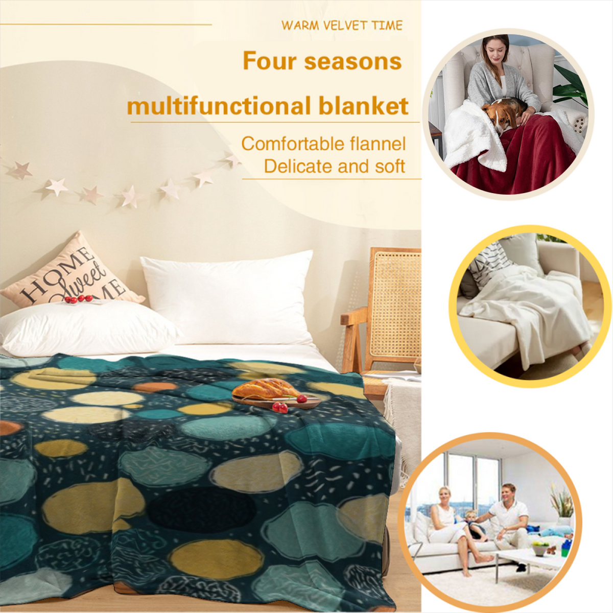 Earthy Neutral Orchard Lantern Lightweight Flannel Throw ¨C Contemporary Pattern
