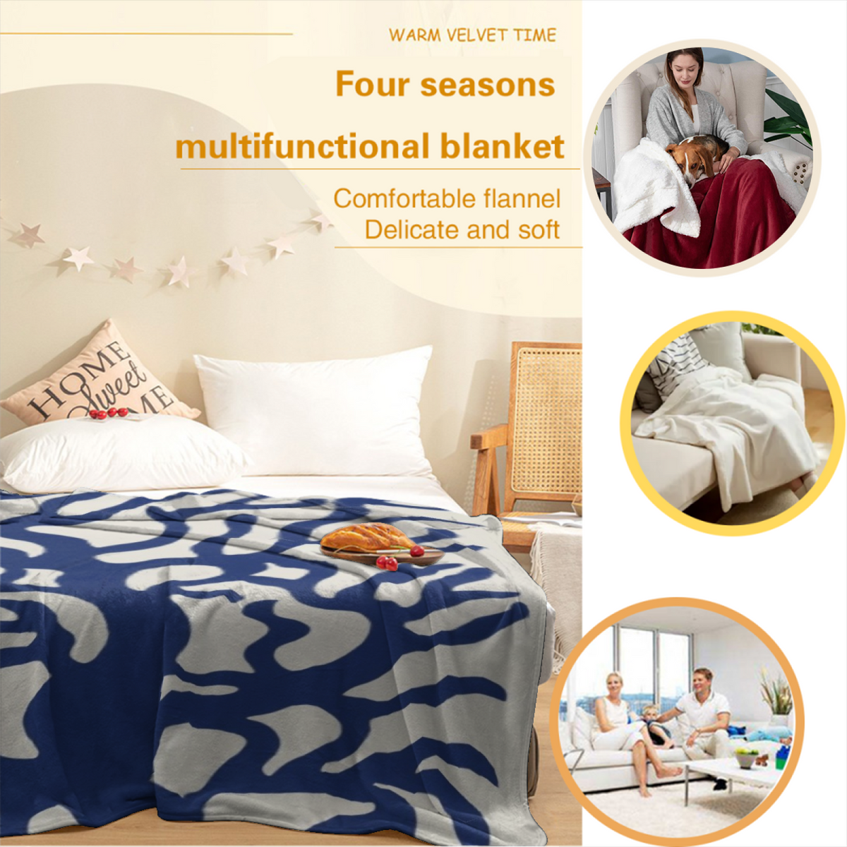 Soft Neutral Whimsical Decor All-Season Flannel Blanket ¨C Riverstone Prism Edition