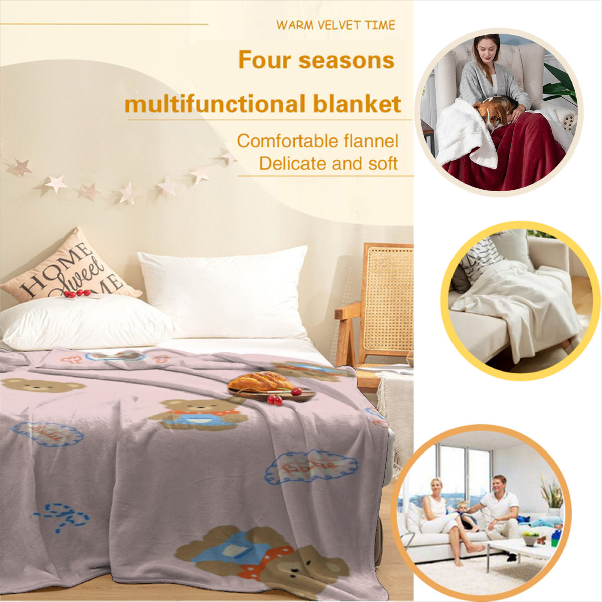Enchanted Arbor Lightweight Flannel Throw in Pastel Multicolor