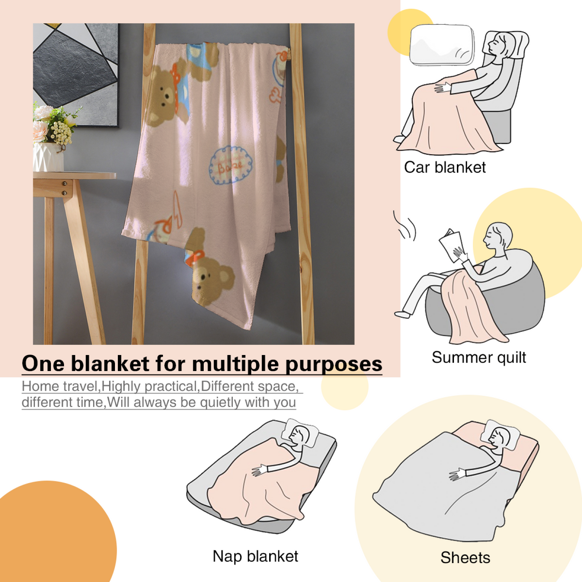 Enchanted Arbor Lightweight Flannel Throw in Pastel Multicolor