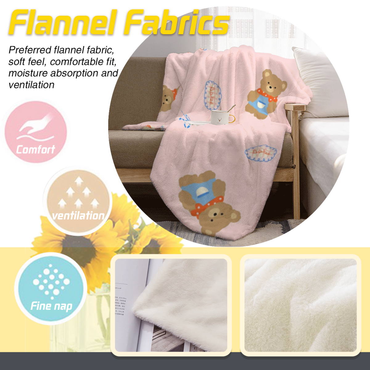 Enchanted Arbor Lightweight Flannel Throw in Pastel Multicolor