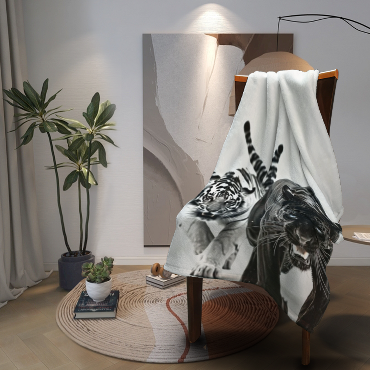 Soft Neutral Pebble Horizon All-Season Flannel Blanket