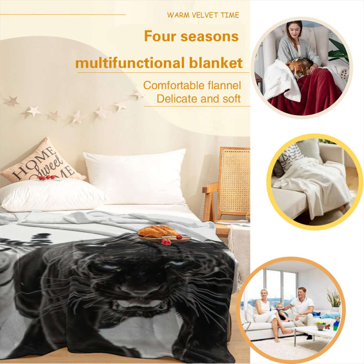 Soft Neutral Pebble Horizon All-Season Flannel Blanket