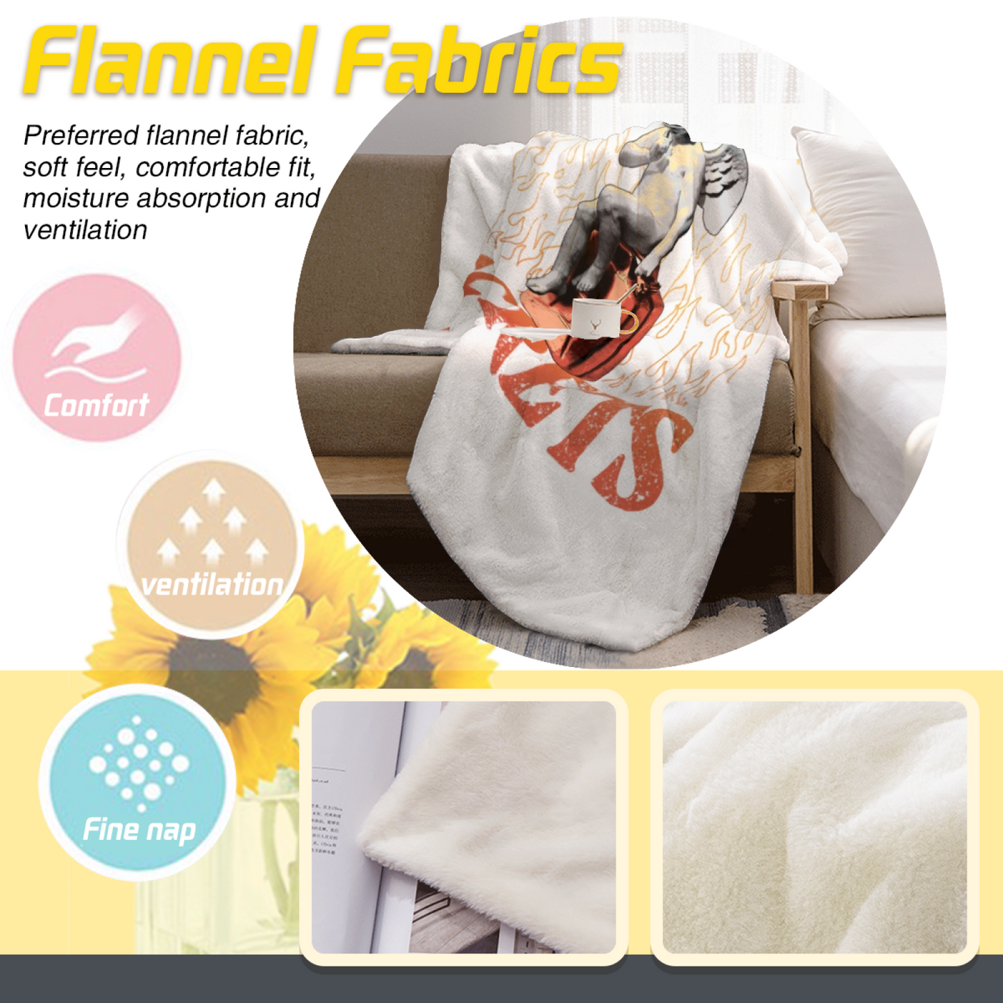 Burning Secrets Flannel Throw Blanket ¨C Vintage Angel and Gothic Typography