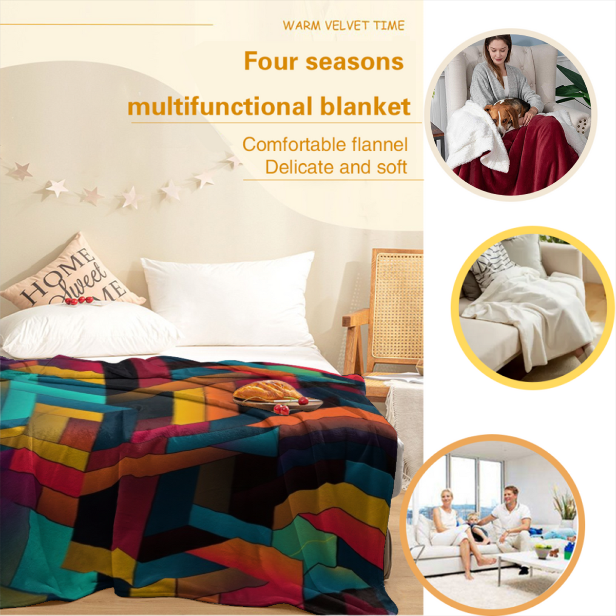 Soft Minimalist All-Season Flannel Blanket ¨C Radiant Flora Collection