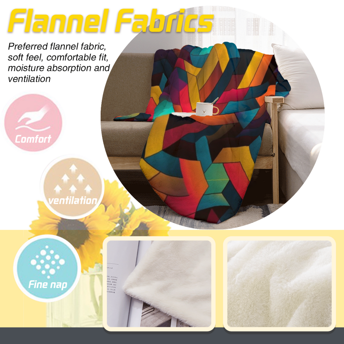 Soft Minimalist All-Season Flannel Blanket ¨C Radiant Flora Collection