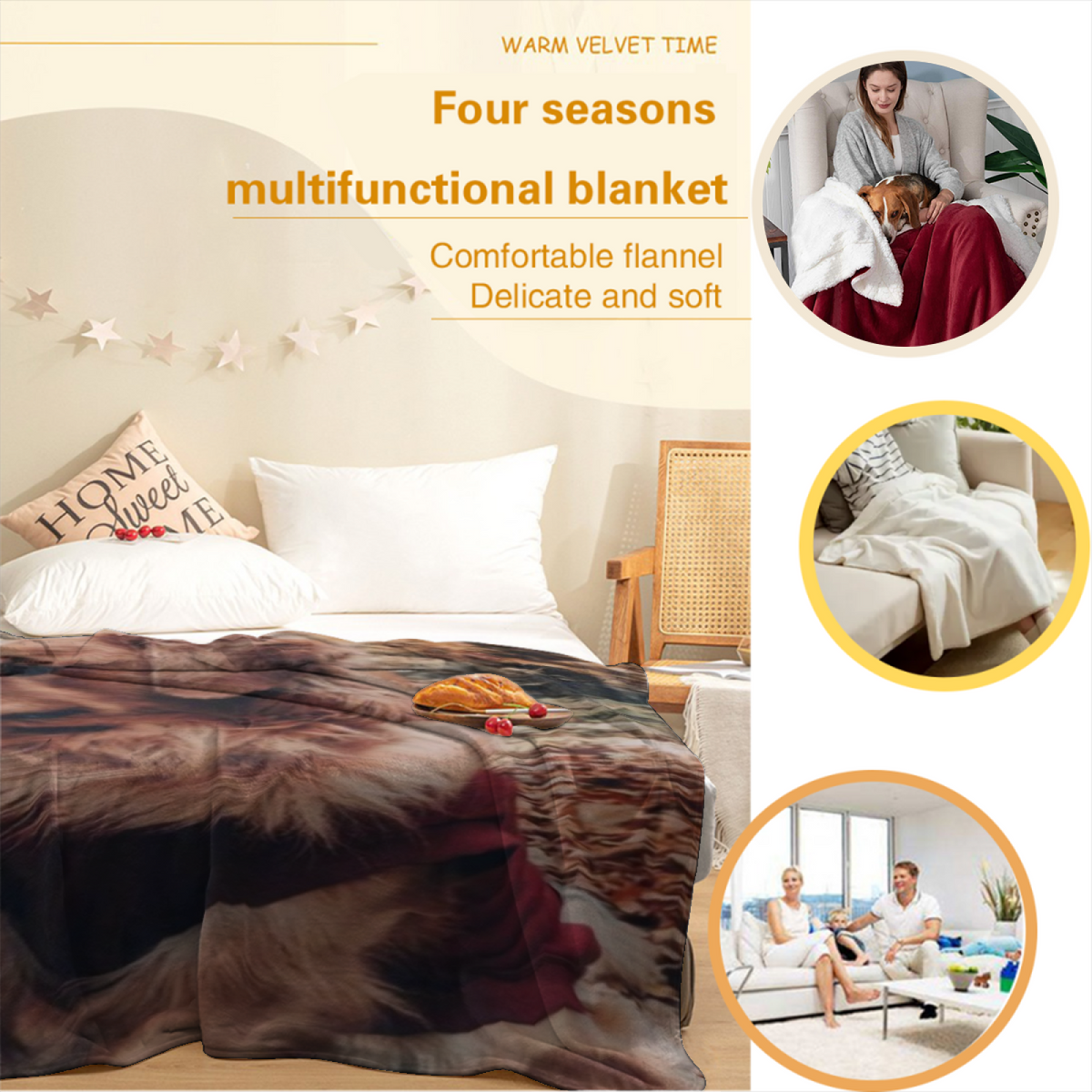 Copper & Spectrum Playful Graphic Plush Flannel Throw