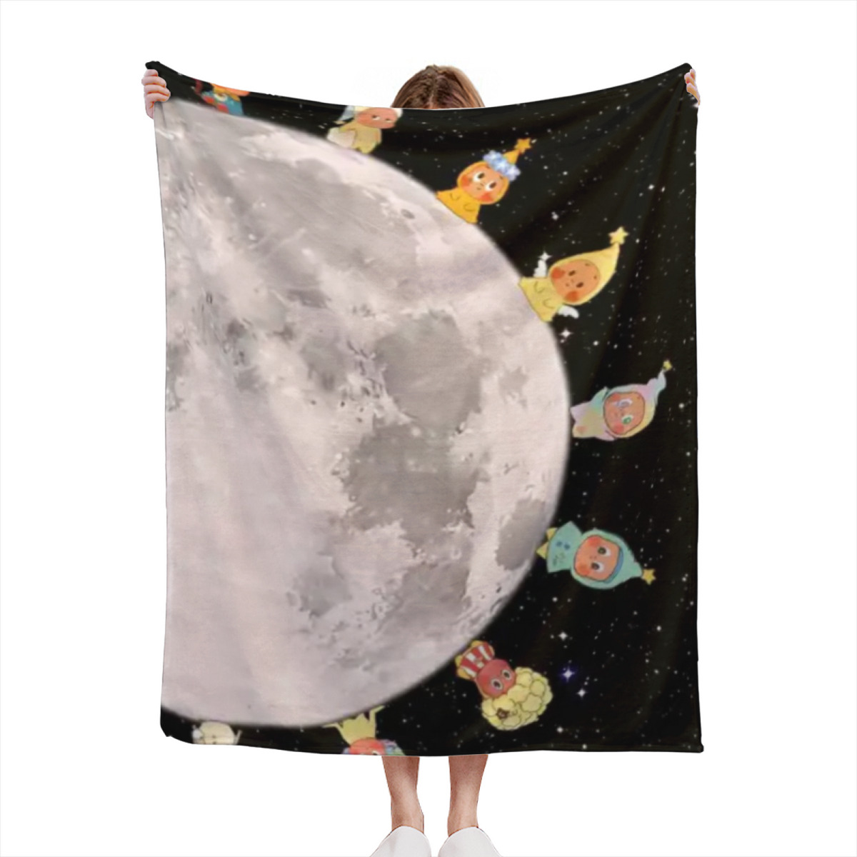 Cosmic Wonder Expressive Print Cozy Flannel Bed Blanket in Dusty Lilac