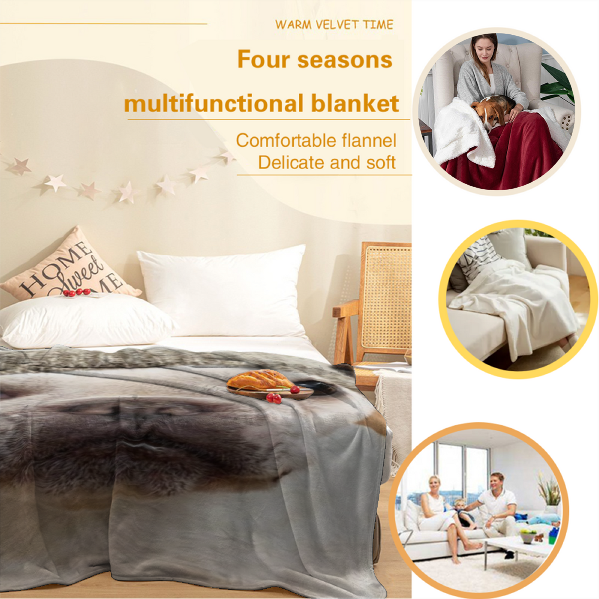 Lagoon Rhythm Soft Neutral Artistic Flannel Throw Blanket