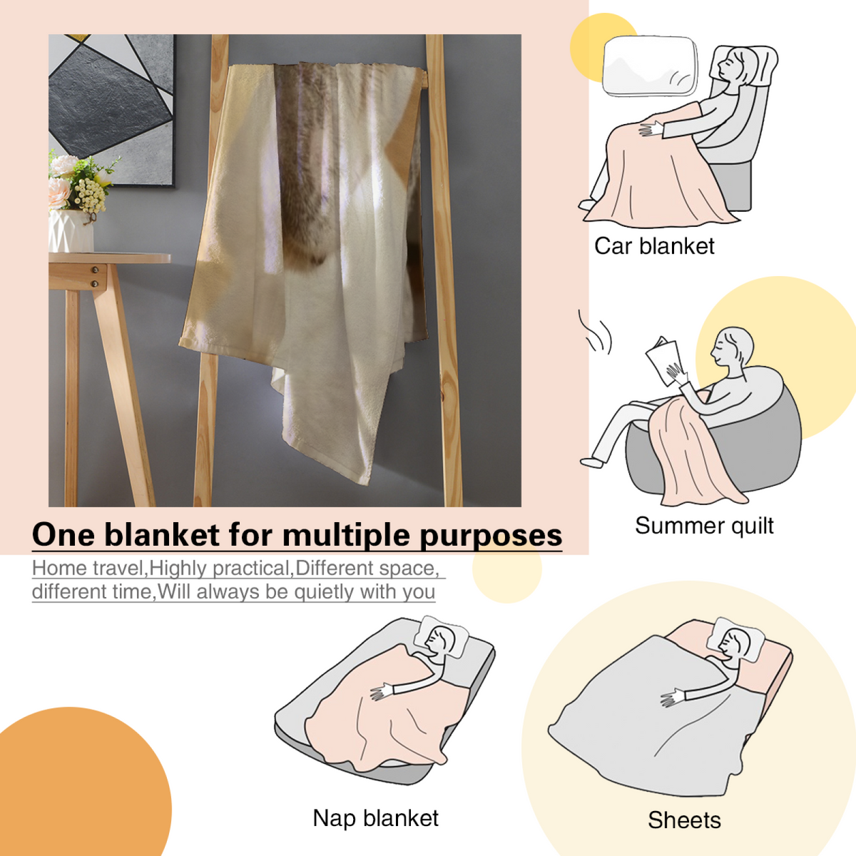 Lagoon Rhythm Soft Neutral Artistic Flannel Throw Blanket