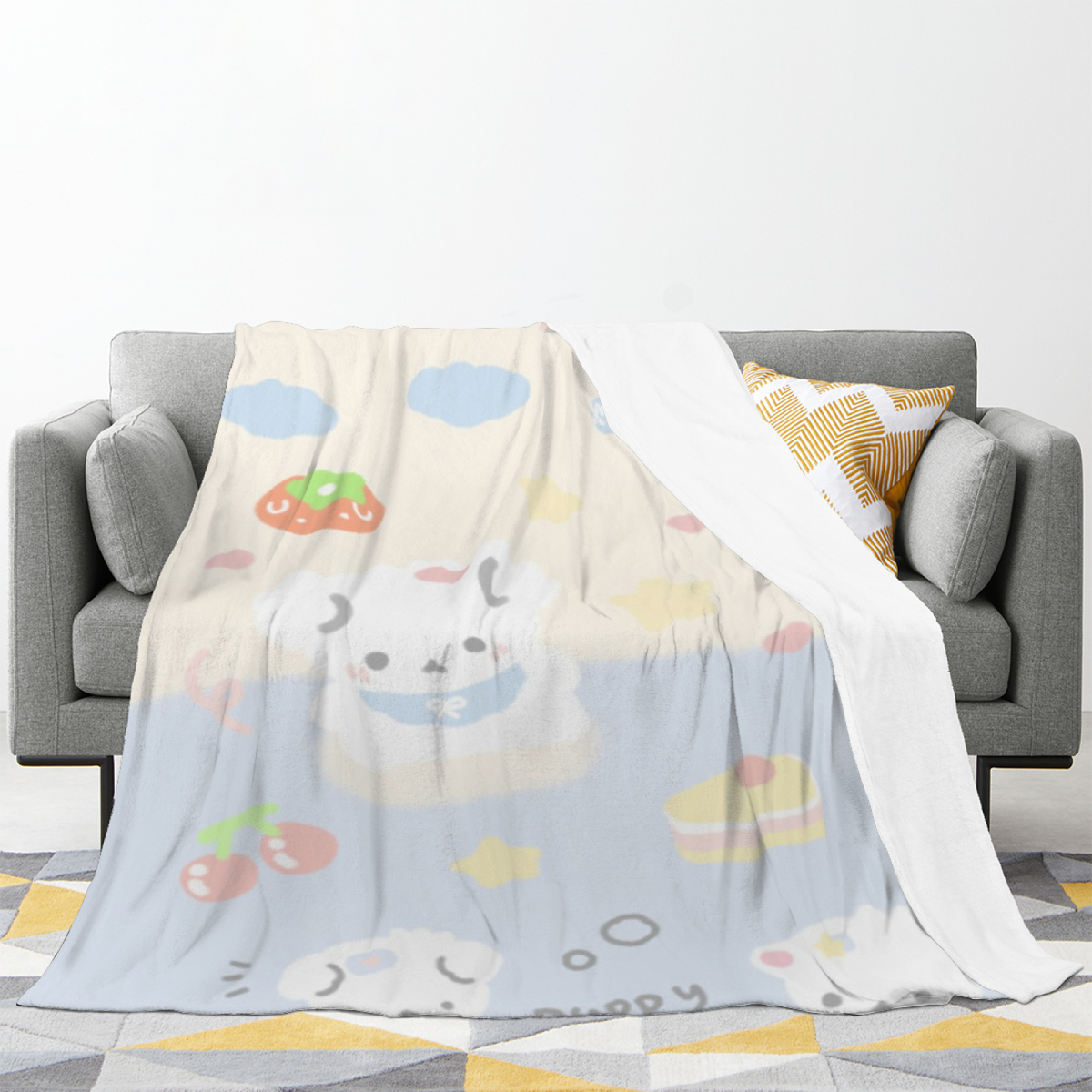 Creamy Ivory Cosmic Horizon Soft Flannel Blanket ¨C Contemporary Pattern