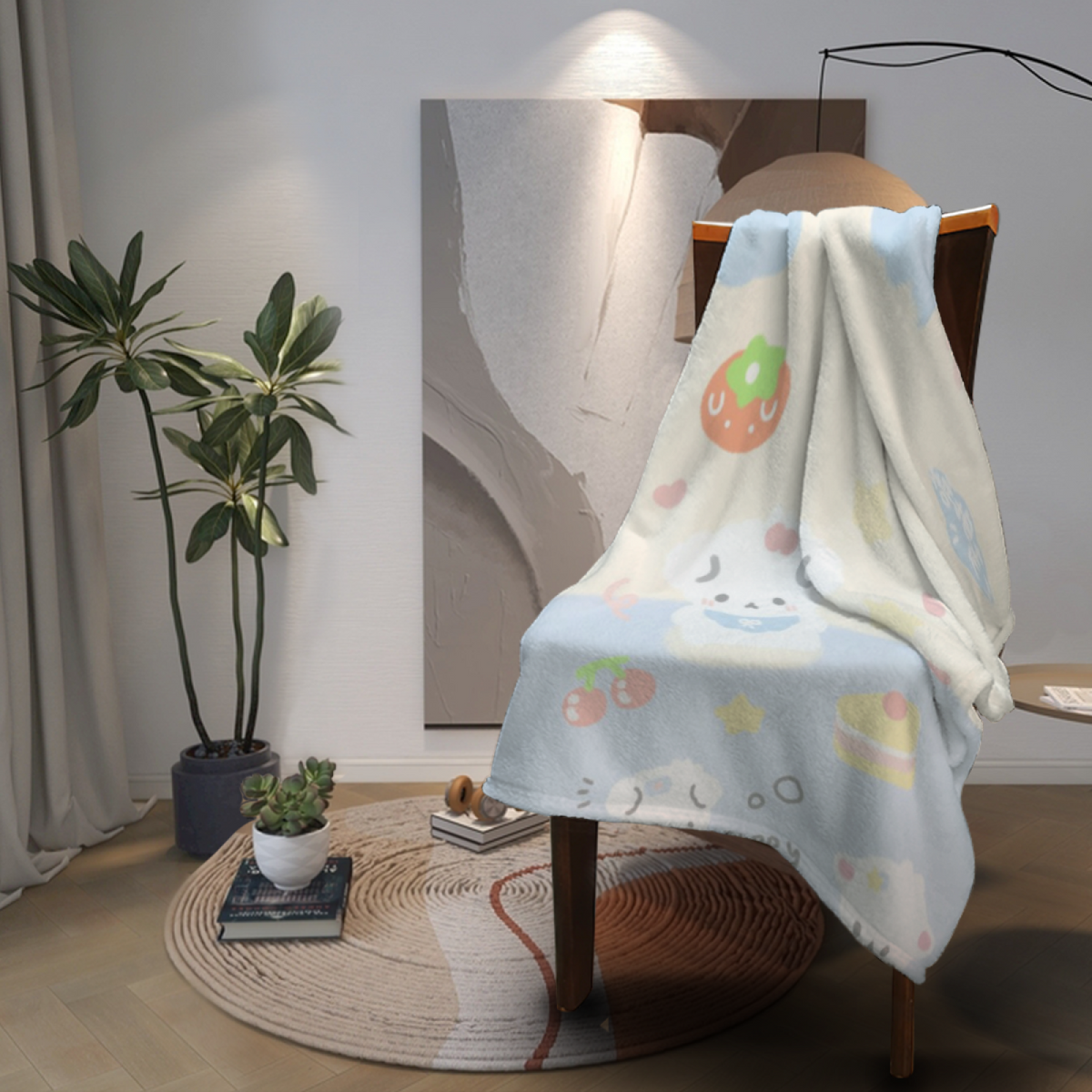 Creamy Ivory Cosmic Horizon Soft Flannel Blanket ¨C Contemporary Pattern