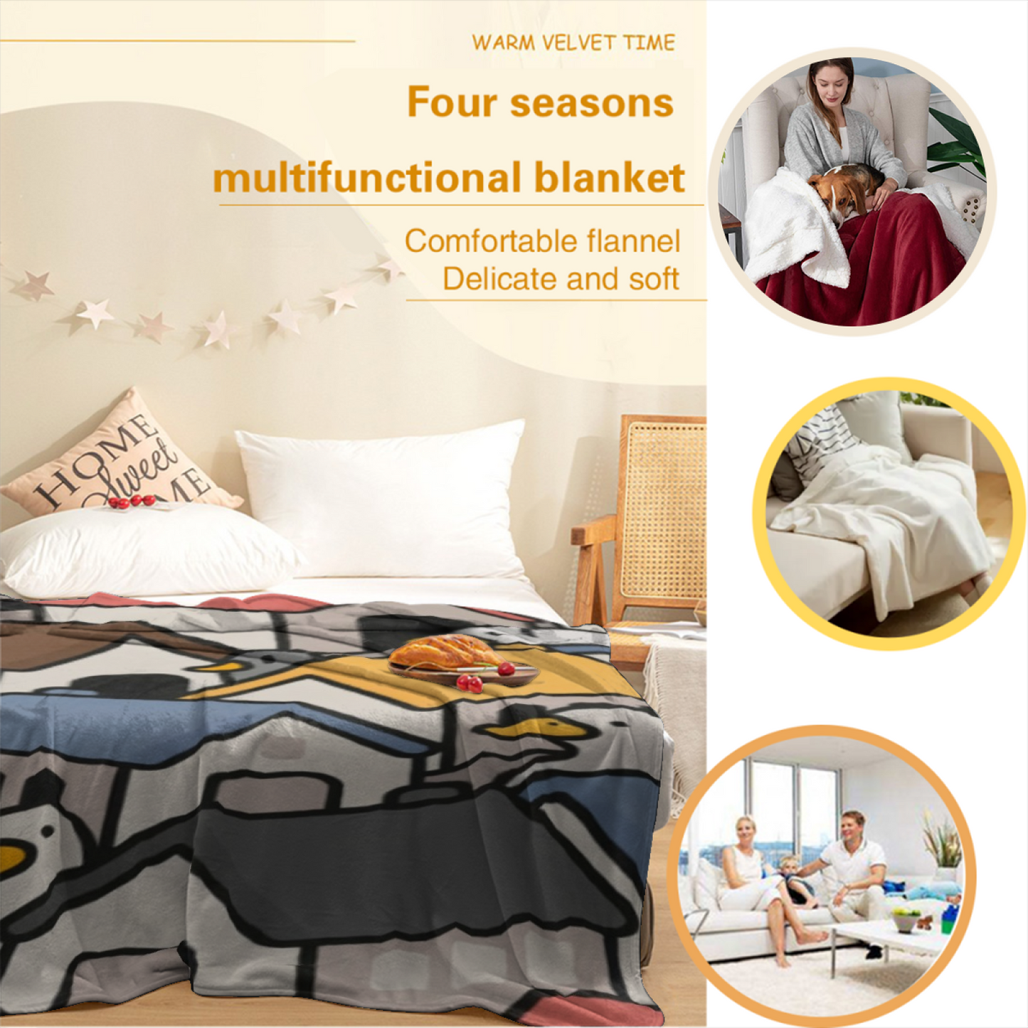 Modern Artistic Throw Blanket ¨C Abstract Decorative Cozy Home Blanket