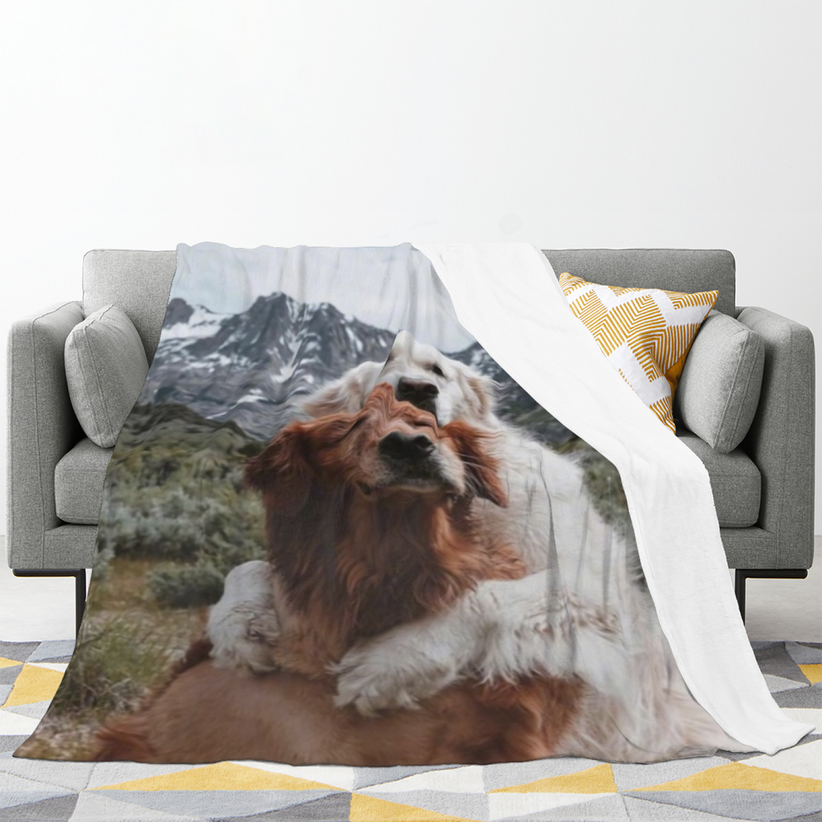 Golden Serenade Statement Pattern Soft Flannel Blanket