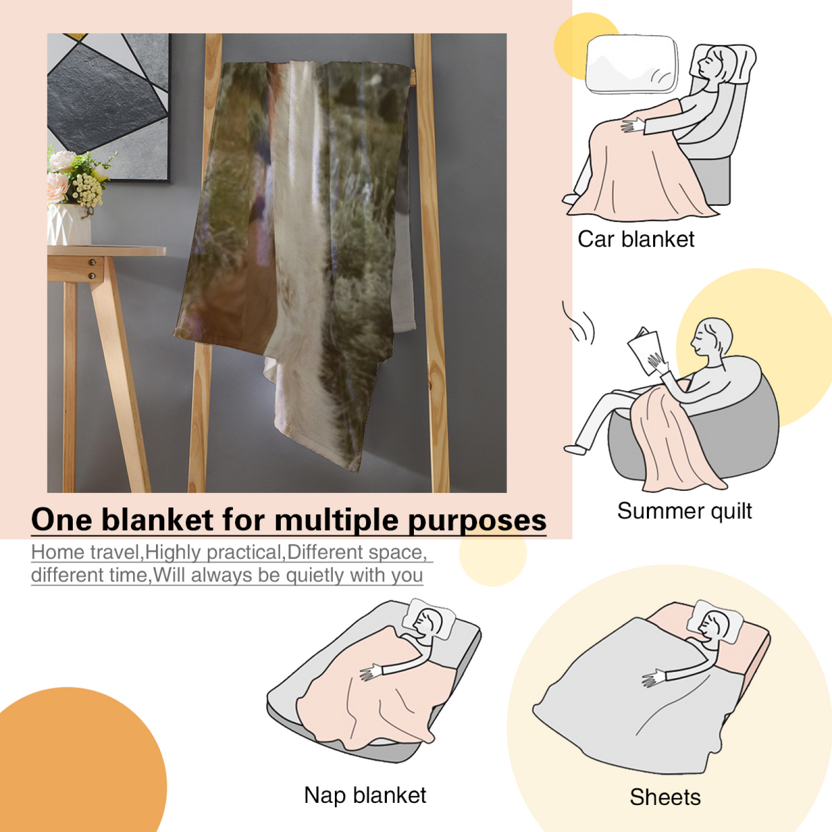 Golden Serenade Statement Pattern Soft Flannel Blanket
