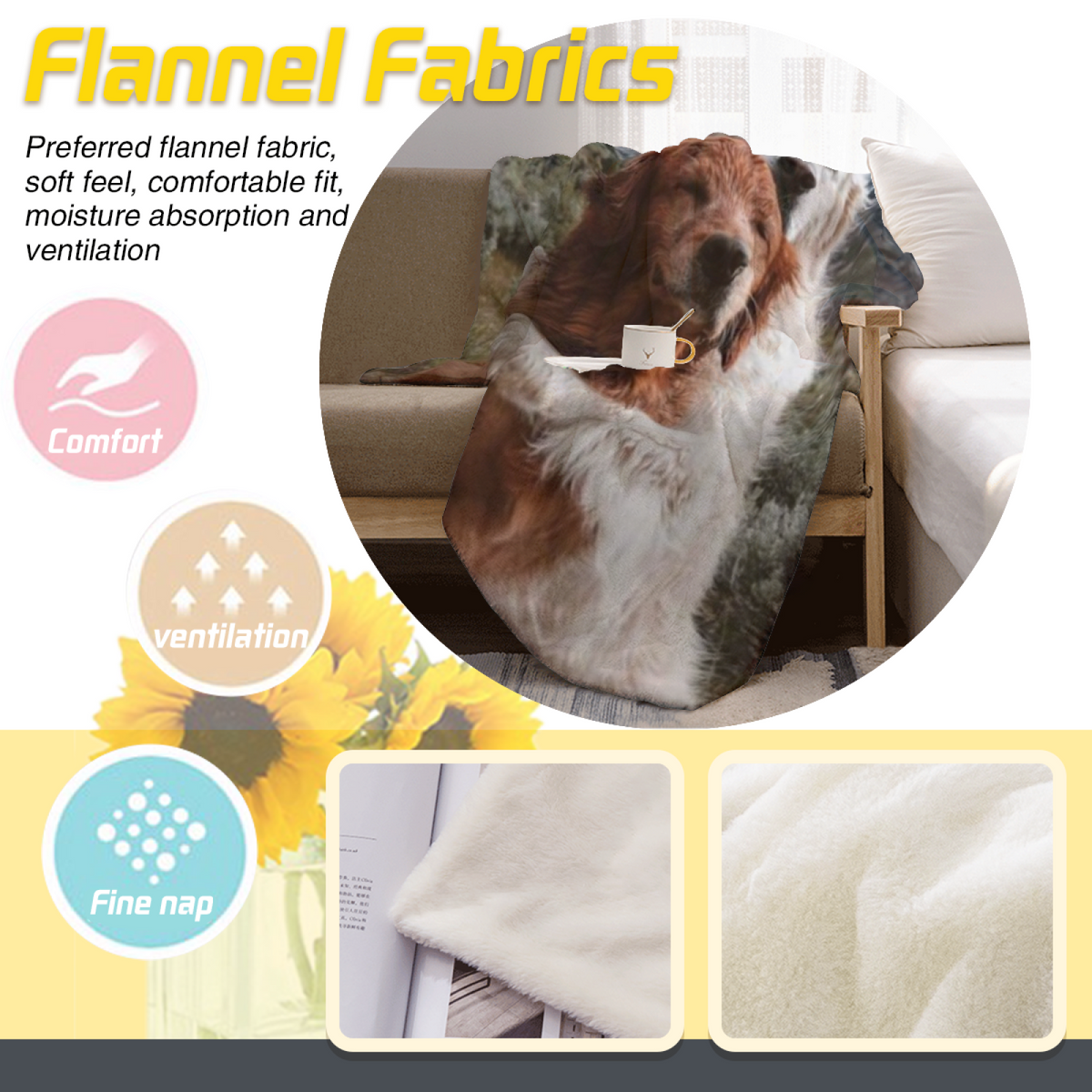 Golden Serenade Statement Pattern Soft Flannel Blanket