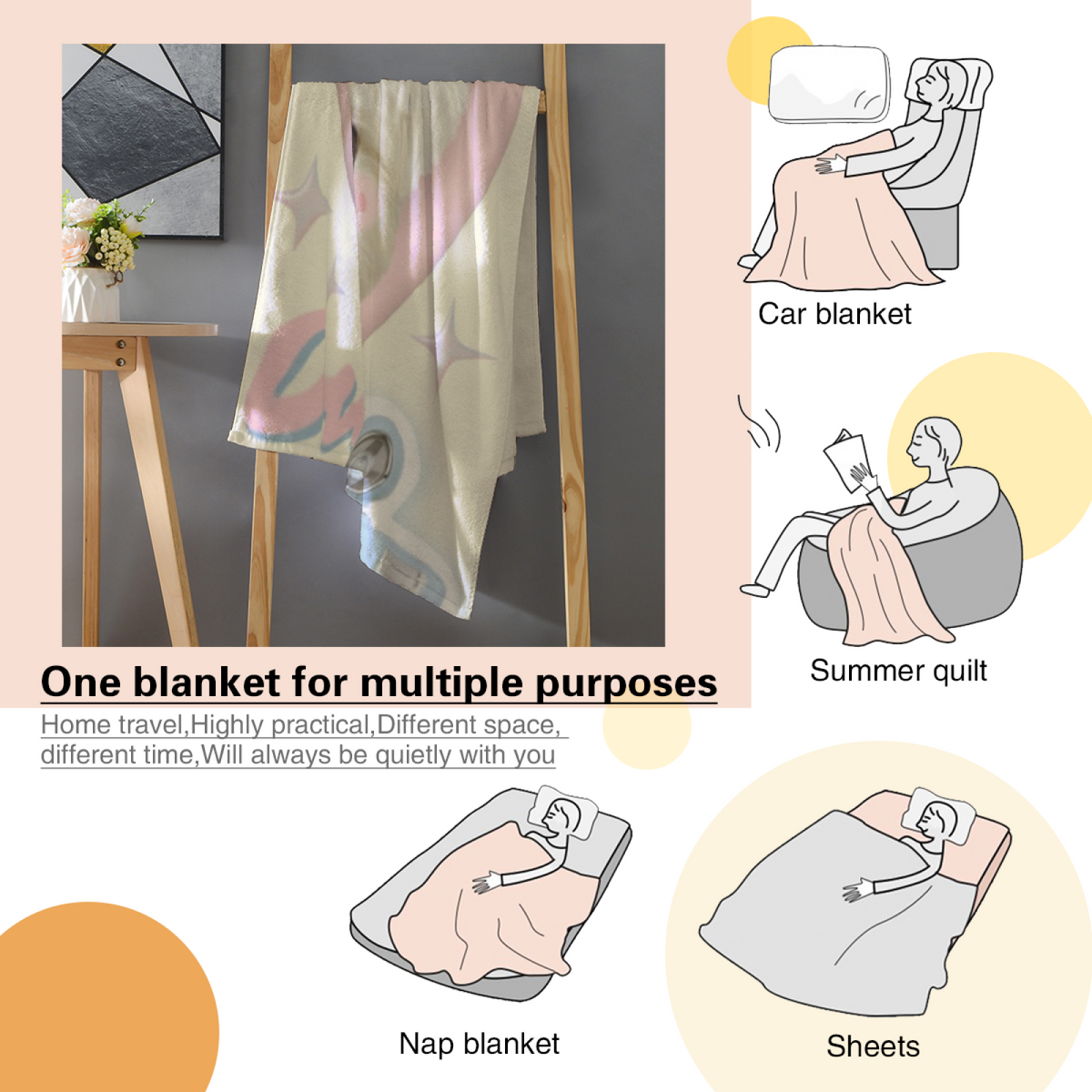 Marigold Grove Creamy Ivory Art Decorative Flannel Blanket