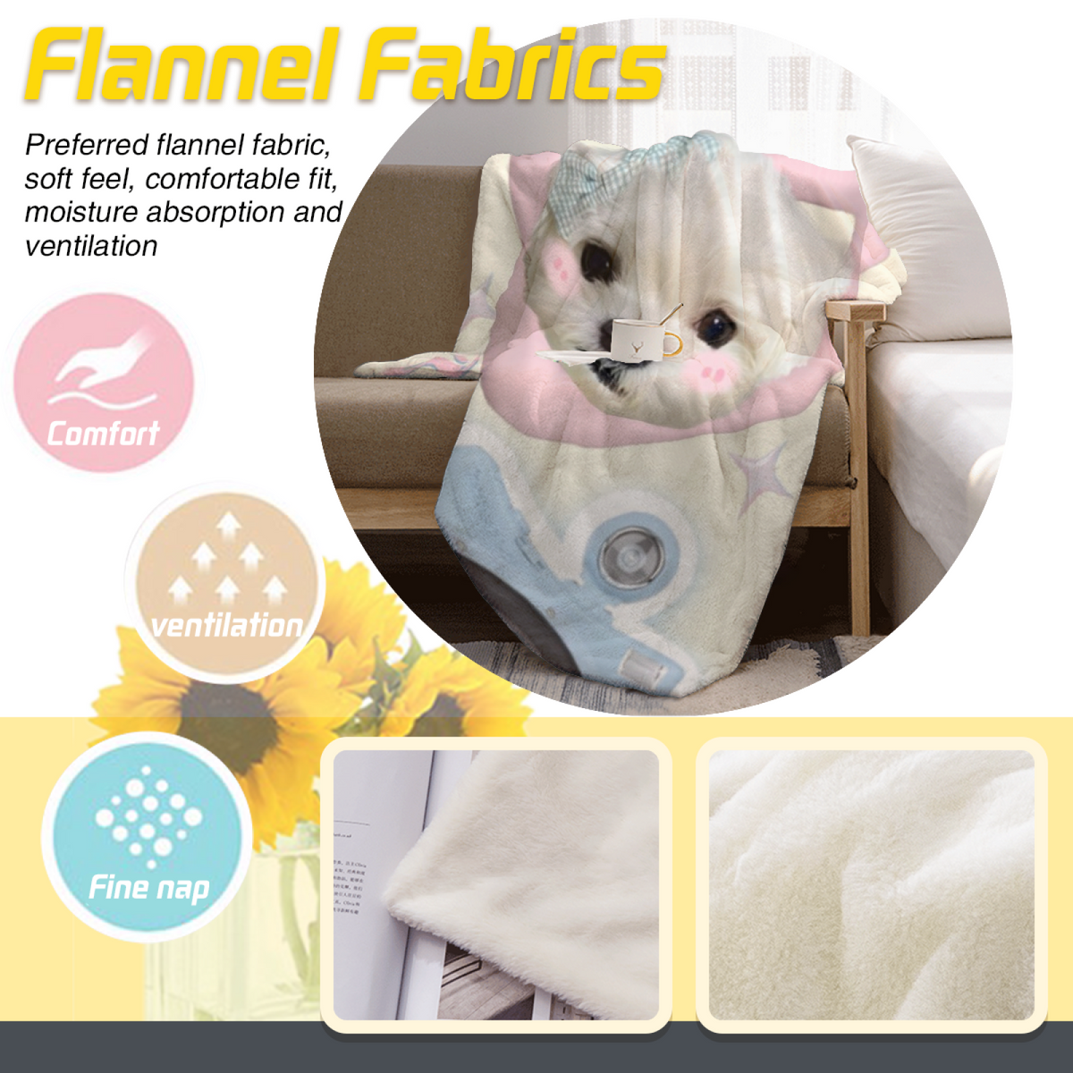 Marigold Grove Creamy Ivory Art Decorative Flannel Blanket