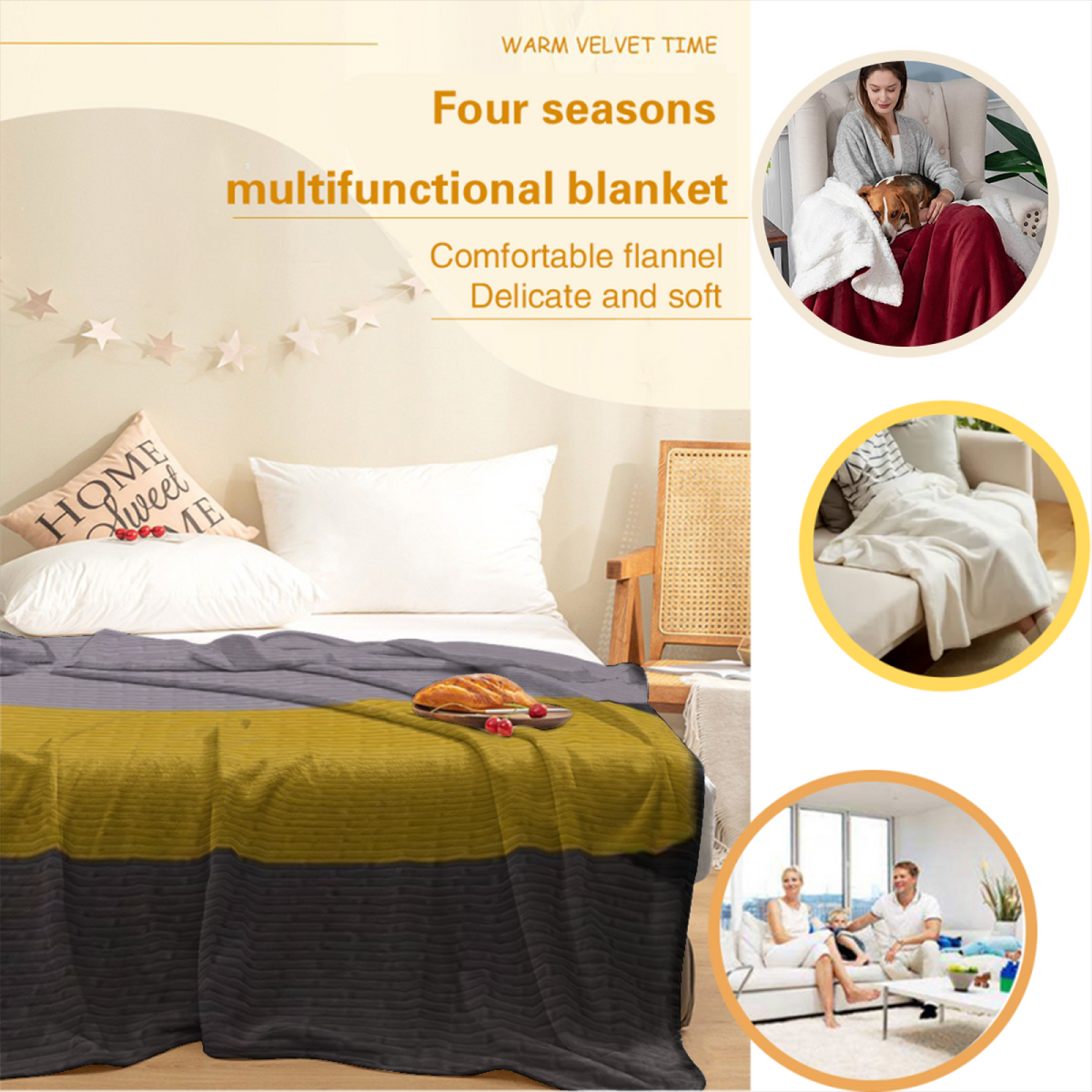 Pastel Multicolor Whimsical Decor All-Season Flannel Blanket ¨C Burnished Vista Edition