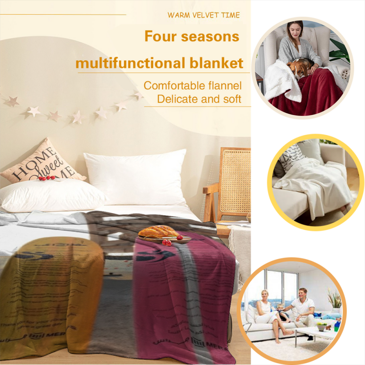 Coral Rhythm Playful Pattern All-Season Flannel Blanket