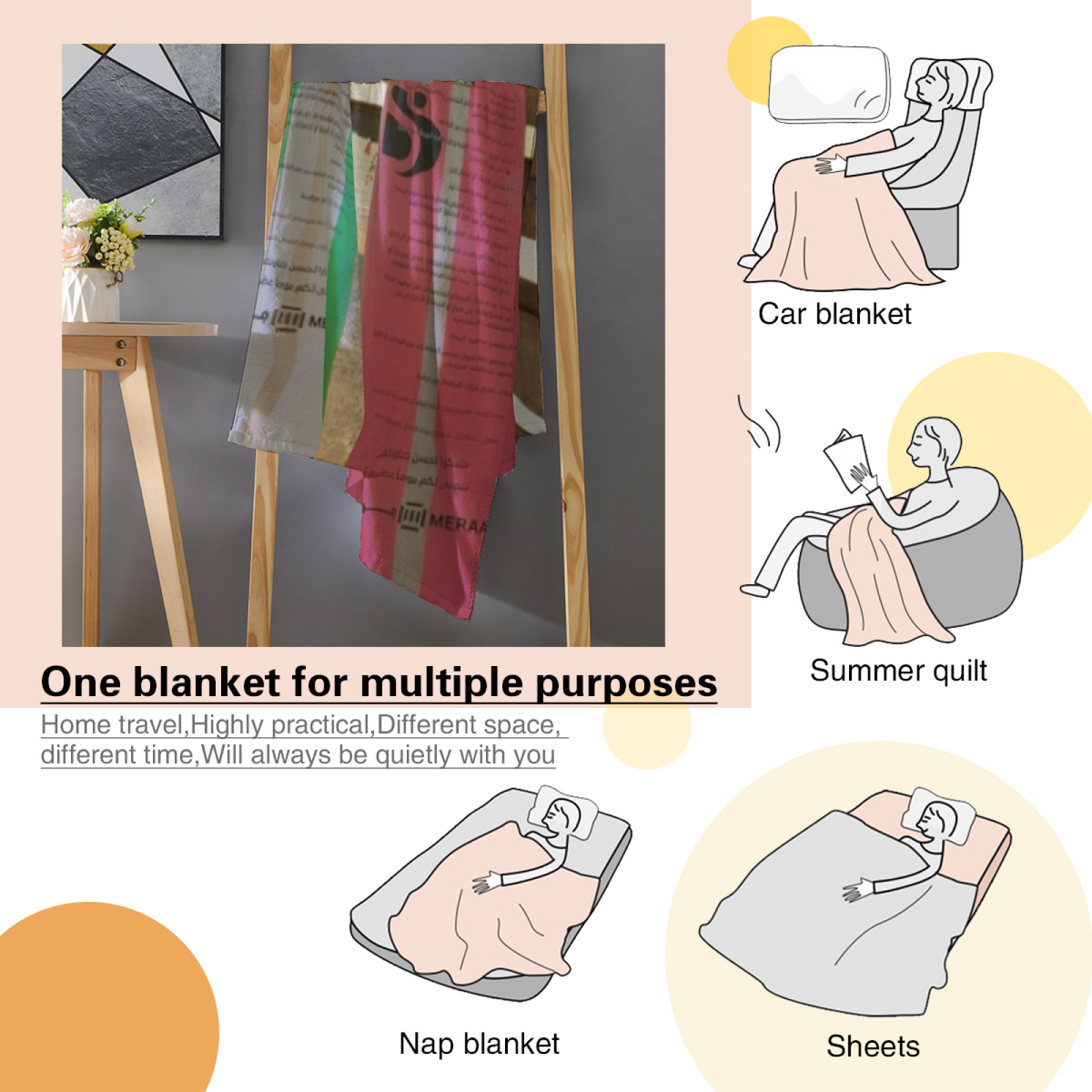 Coral Rhythm Playful Pattern All-Season Flannel Blanket