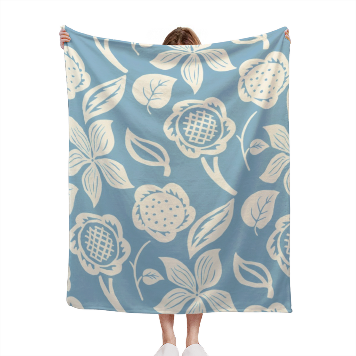 Sage Starflower Garden Lightweight Flannel Throw