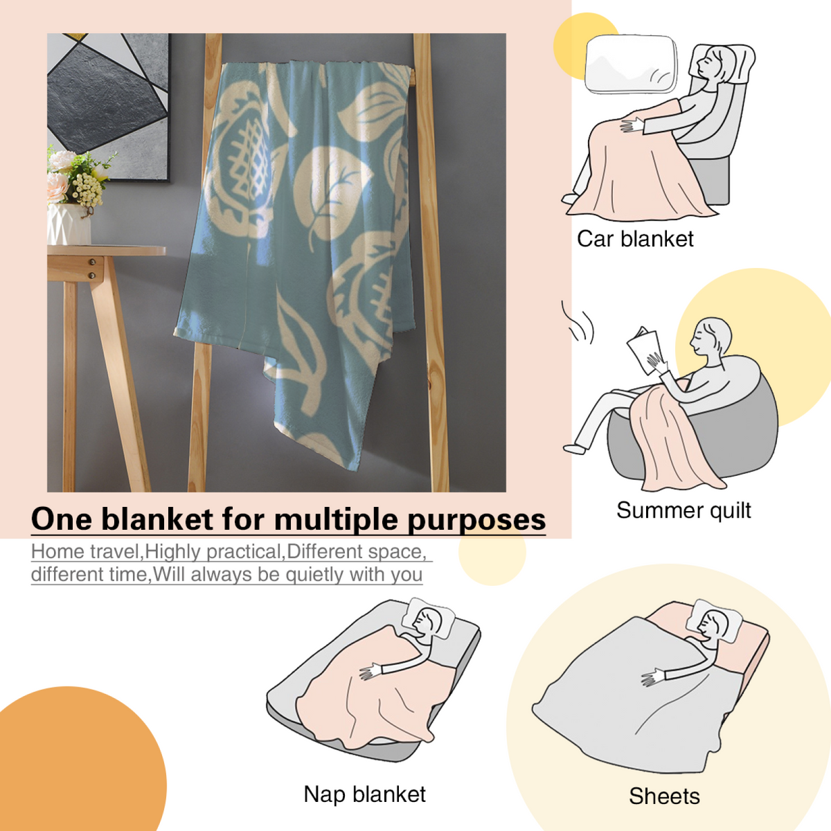 Sage Starflower Garden Lightweight Flannel Throw