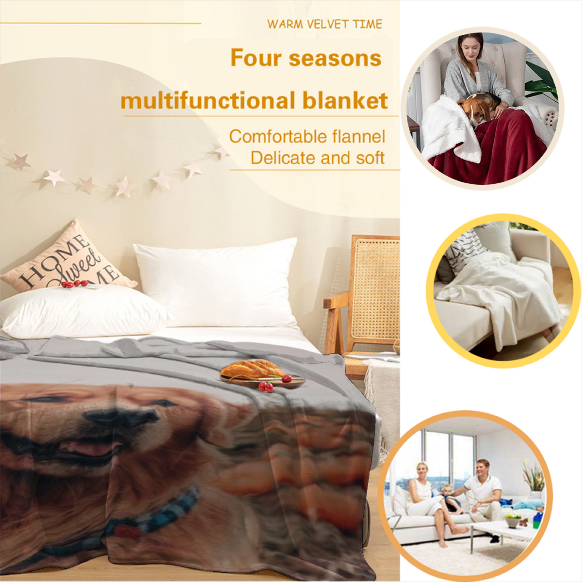 Breezy & Solstice Playful Graphic All-Season Flannel Blanket