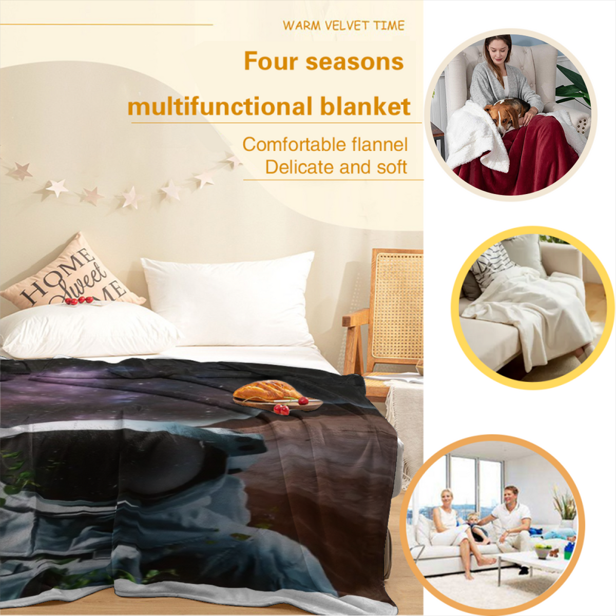 Earthy Neutral Burnished Picnic Soft Flannel Blanket ¨C Contemporary Pattern