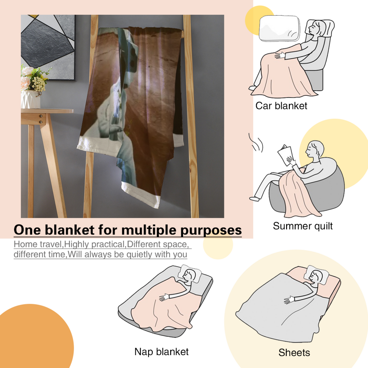 Earthy Neutral Burnished Picnic Soft Flannel Blanket ¨C Contemporary Pattern