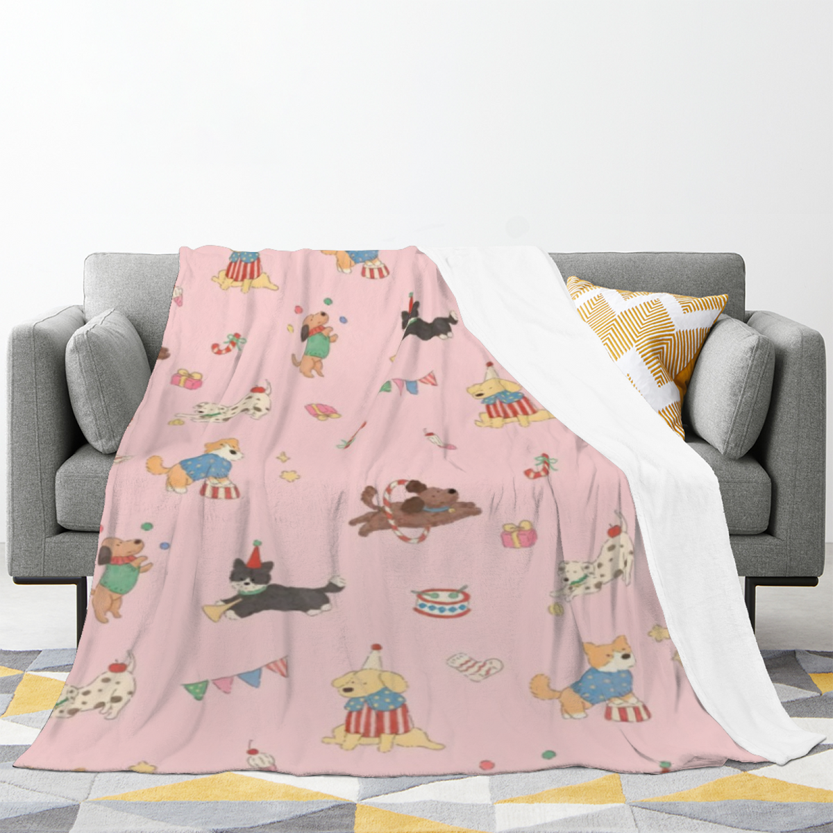 Prairie Fern Pastel Multicolor Art Decorative Flannel Blanket